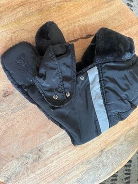 Kids Black Reflective Winter Hat with Faux Fur Lining